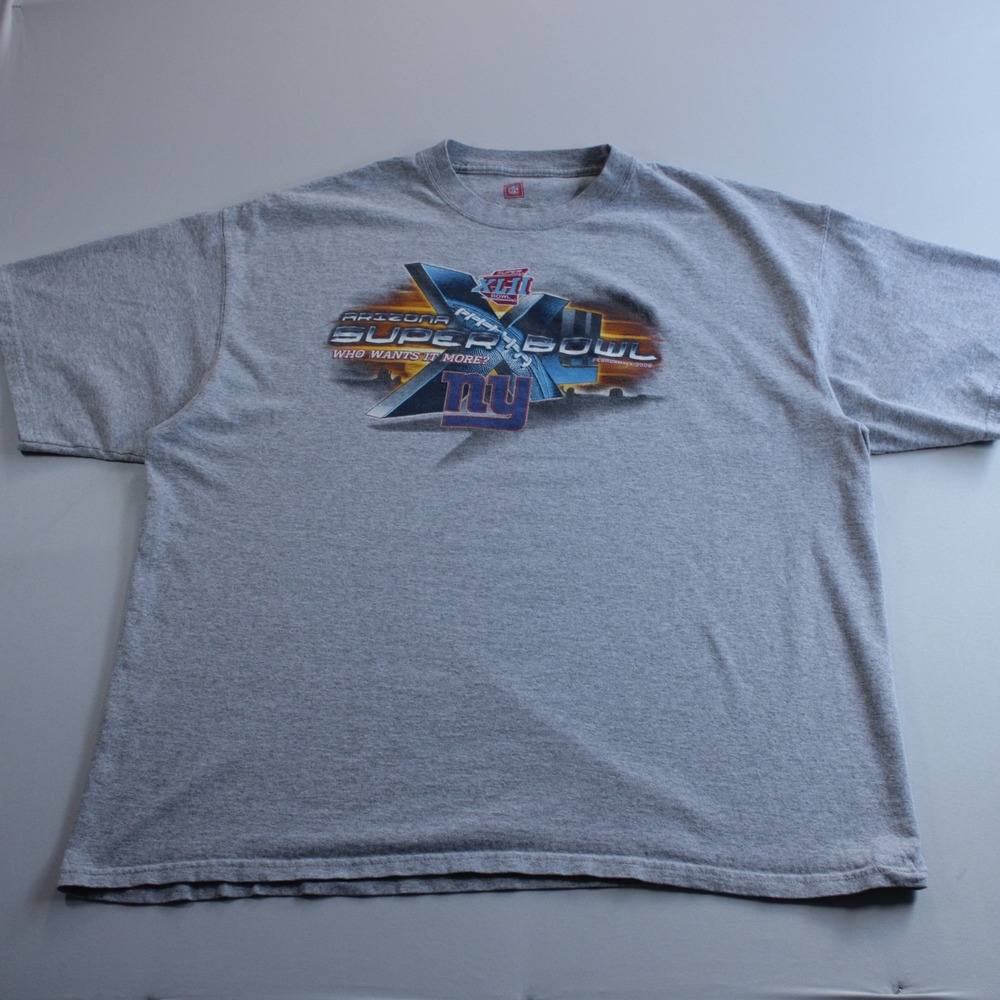 NFL New York Giants Super Bowl XLII 2008 Graphic T-Shirt Gray Mens 2XL Football